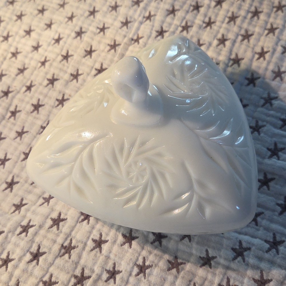 Hazel Atlas Milk Glass Covered Dish 1950's Vintage